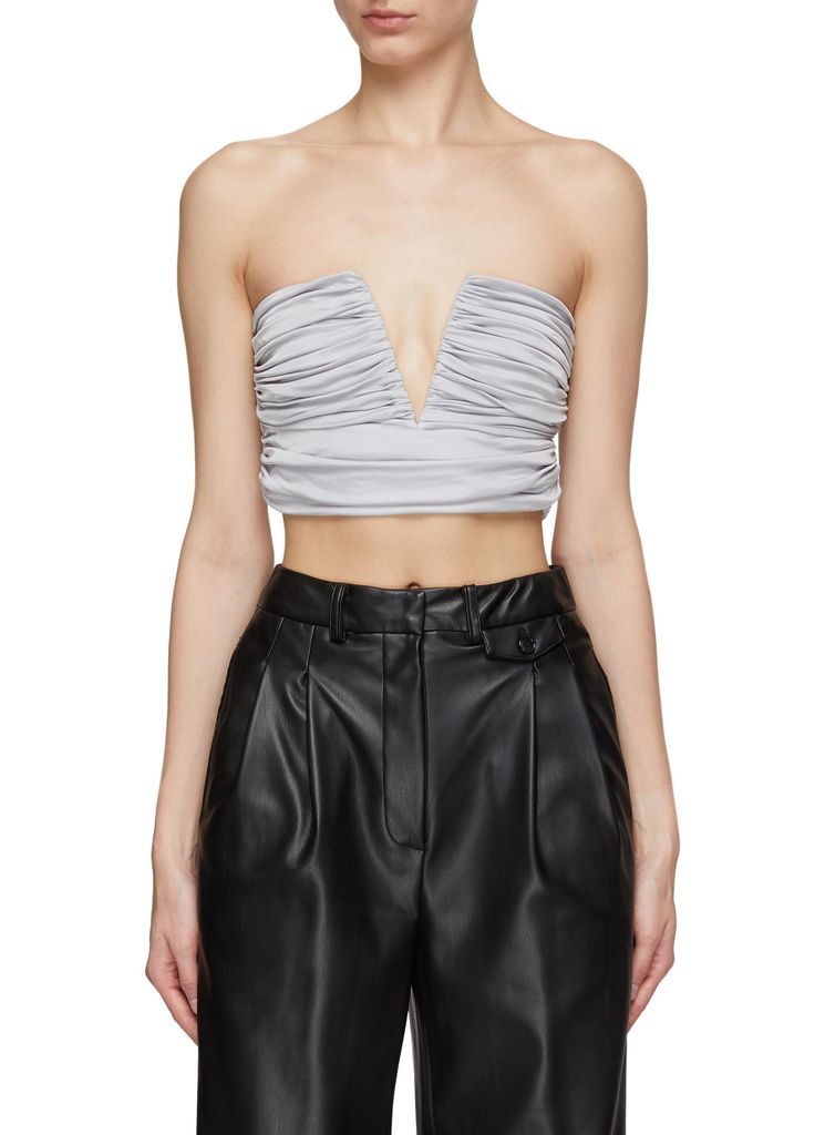 ‘Sesis' V Chest Ruched Cropped Top