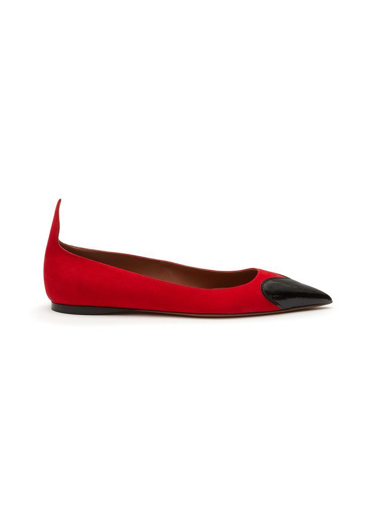 ‘Coeur' Patent Leather Panel Suede Ballerina Flats