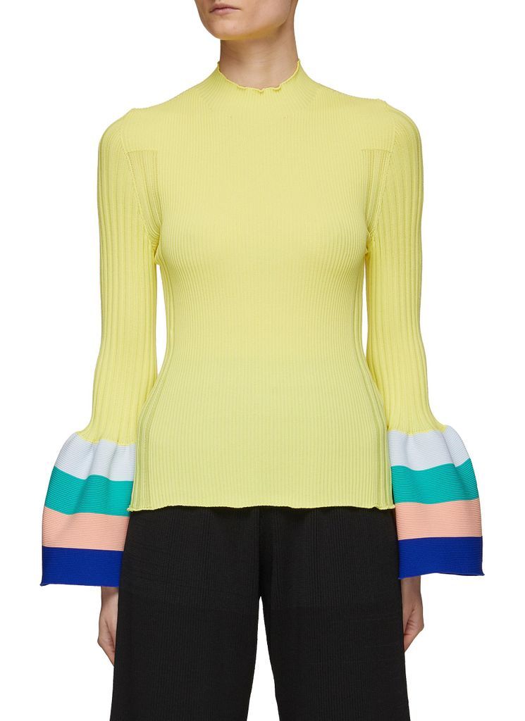 ‘Pottery' High Neck Flared Cuff Knit Top