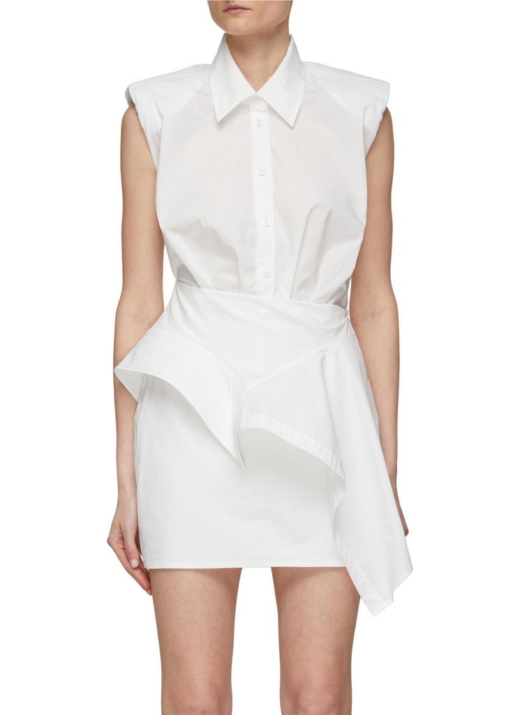 ‘Catalina' Padded Shoulder Draped Shirt Dress