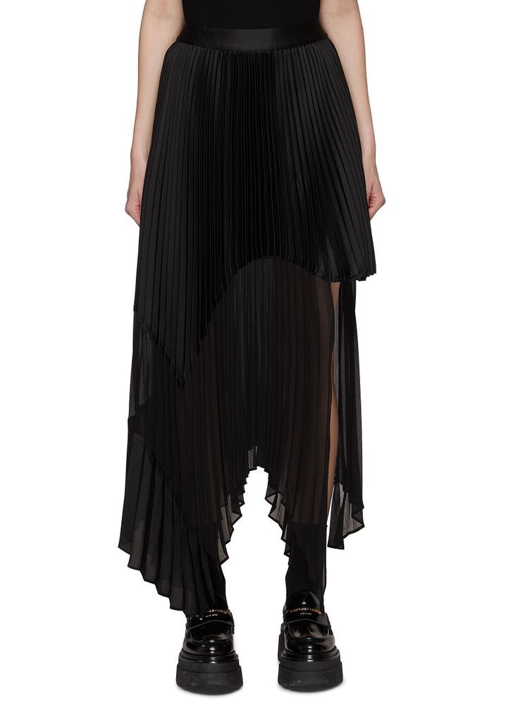 ‘Hix' Sunburst Pleated Asymmetrical Midi Skirt