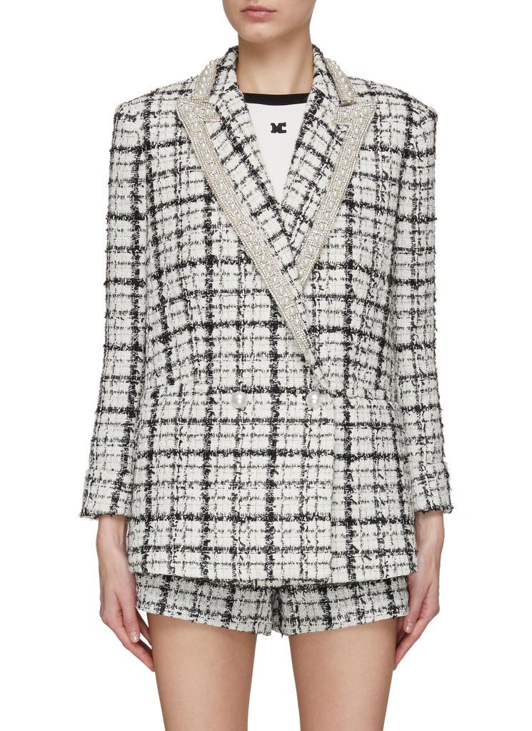 ‘Justin' Double Breasted Crystal Pearl Embellished Blazer