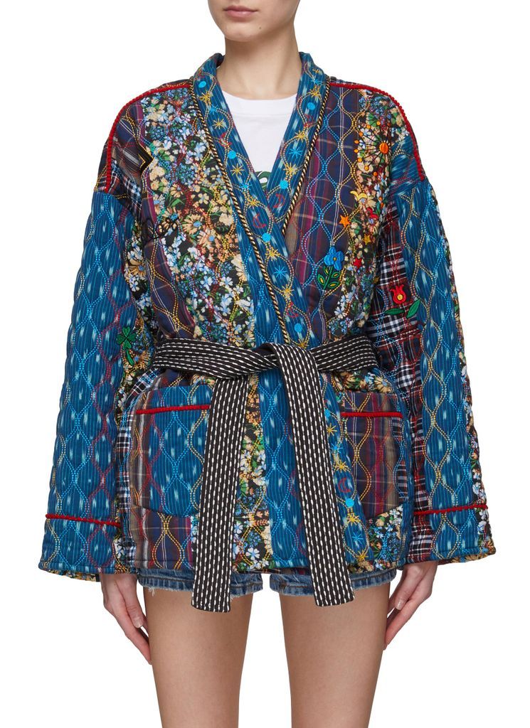 ‘El Paso Blue Cut' Belted Cotton Kimono