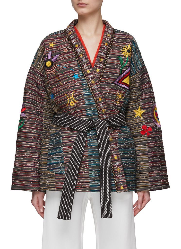 ‘Free the Love Wave' Belted Cotton Kimono