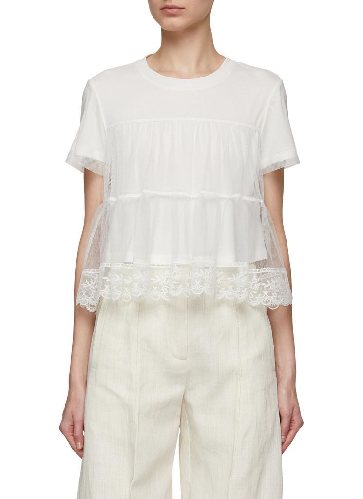 ‘Dreema' Tiered Tulle Lace T-Shirt