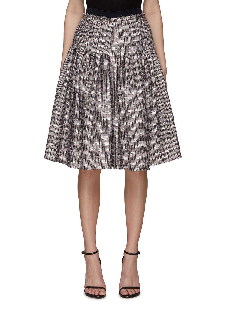 Hand Woven Logo Tweed Pleated Skirt