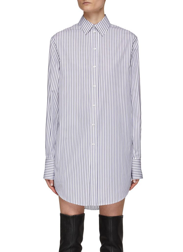 Striped Cotton Poplin Button Up Shirt