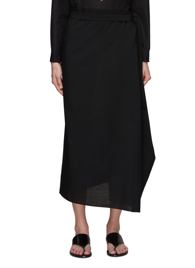 ‘Branwen' Asymmetric Hem Tie Waist Midi Skirt