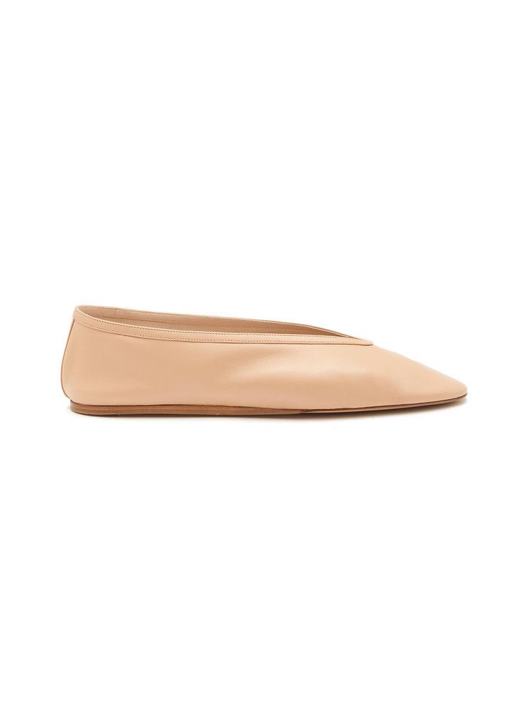 ‘Luna' Almond Toe Leather Ballerina Flats