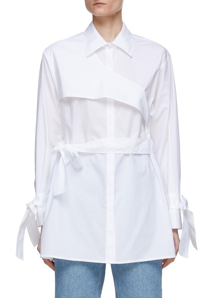 Ribbon Tie Belted Shirt