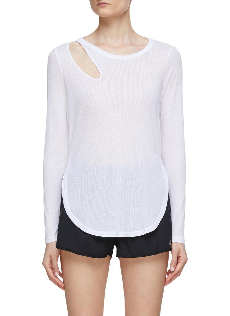 Cut Out Ribbed Long Sleeve Top