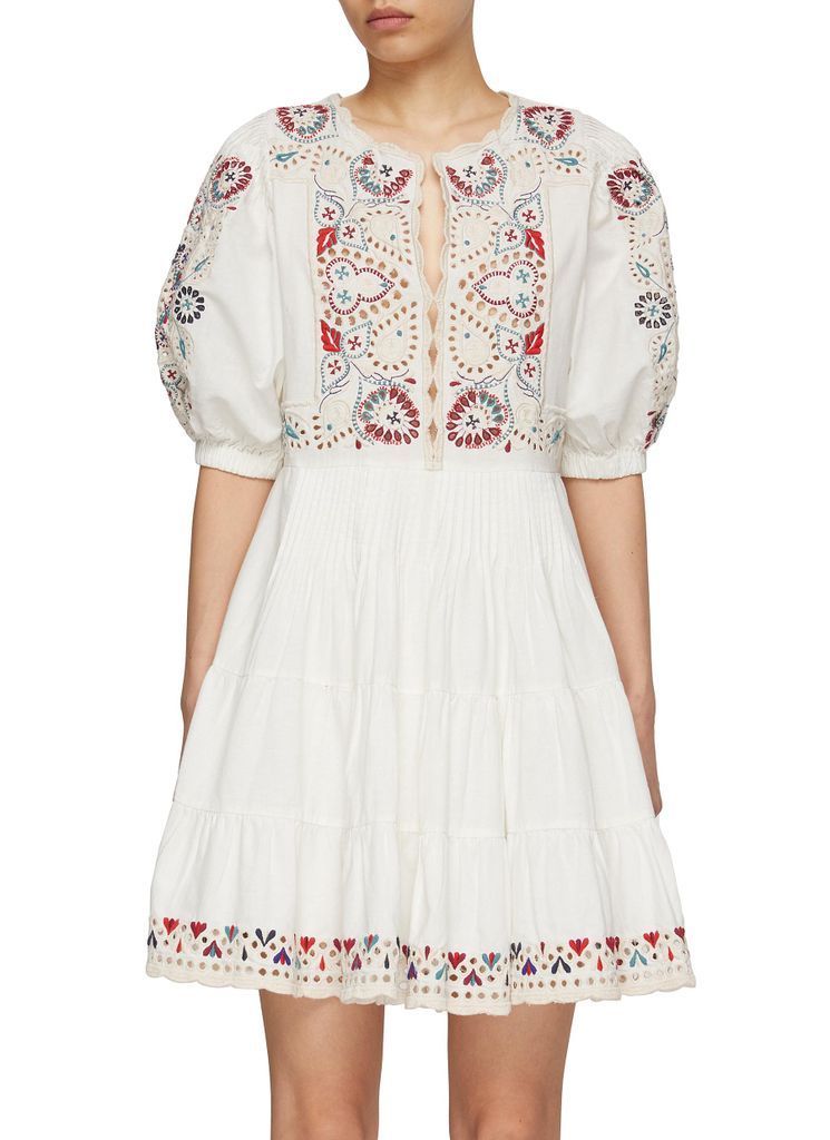 ‘Alicia' Embroidery Puff Sleeve Dress