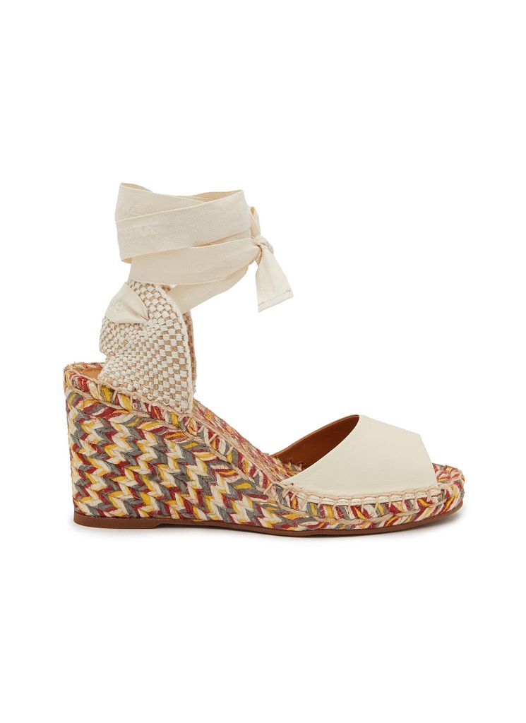 ‘Piia' 80 Ankle Strap Leather Wedged Espadrilles