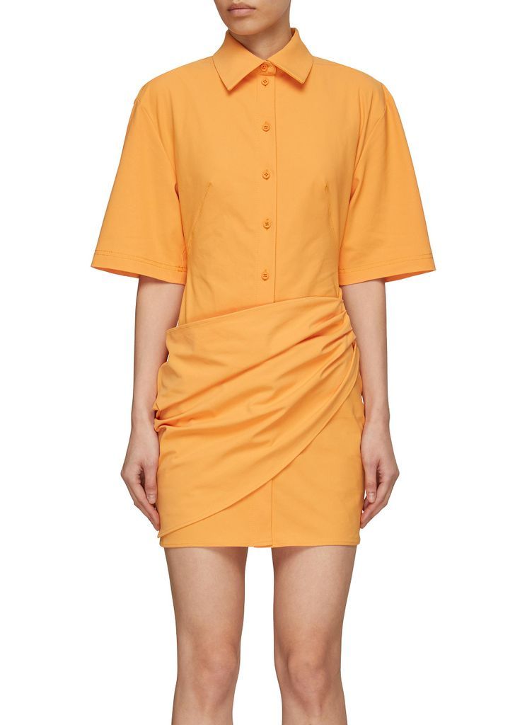 Short Sleeve Wrap Shirt Dress