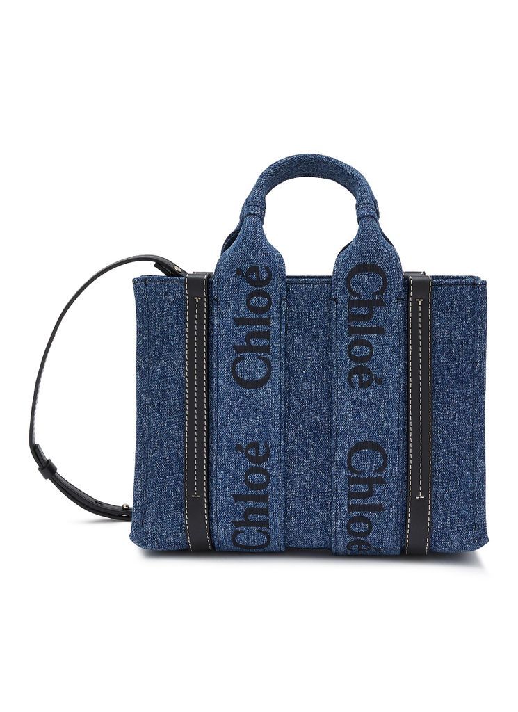 Small ‘Woody' Embroidered Logo Denim Tote Bag
