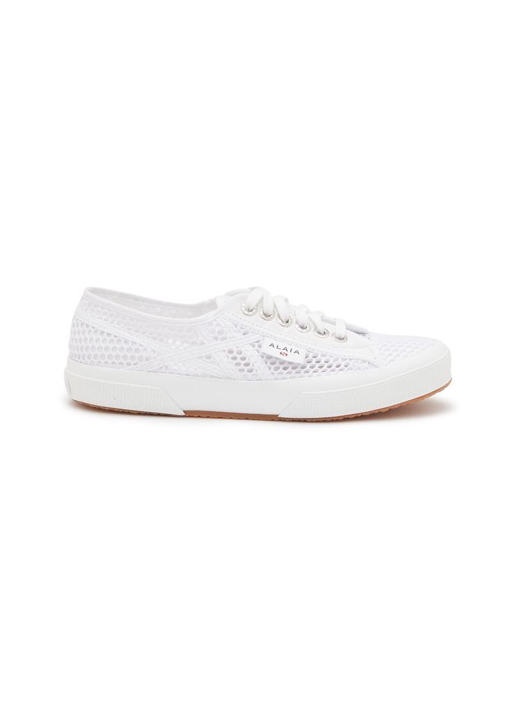 x Superga Low Top Lace Up Fishnet Canvas Sneakers