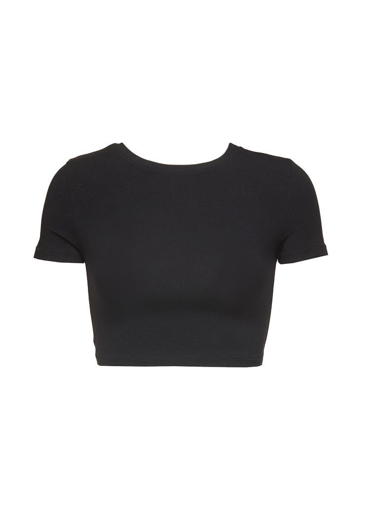 ‘Cotton' Jersey Super Cropped T-Shirt