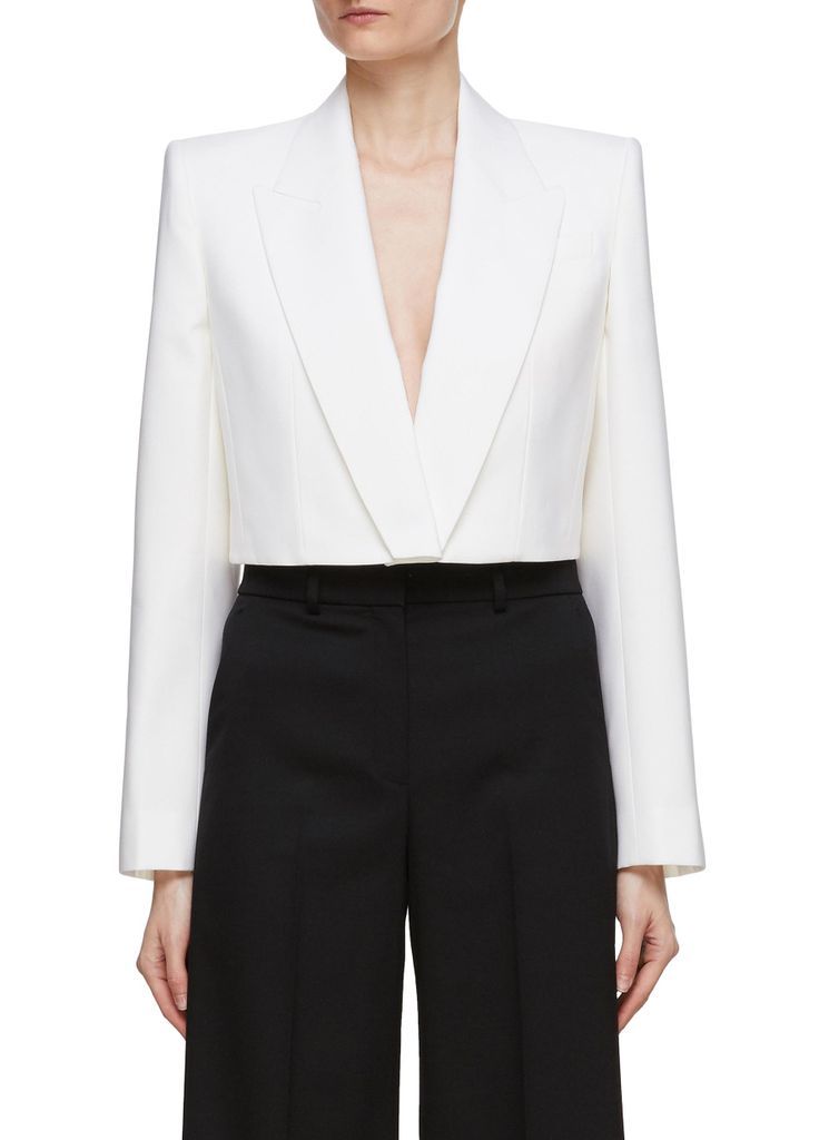 Wool Cropped Single Breasted Blazer