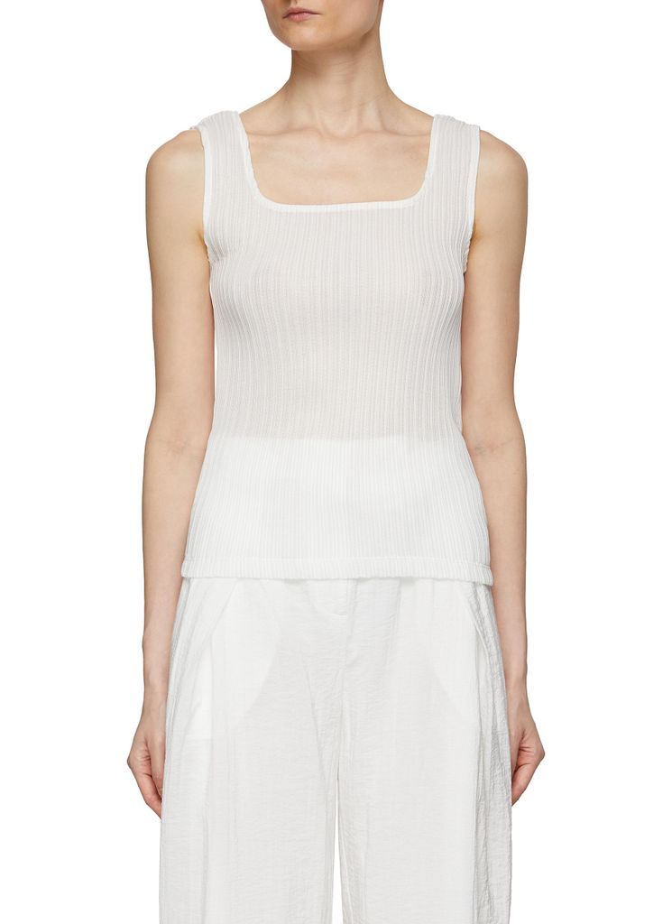Square Neck Pleated Tank Top