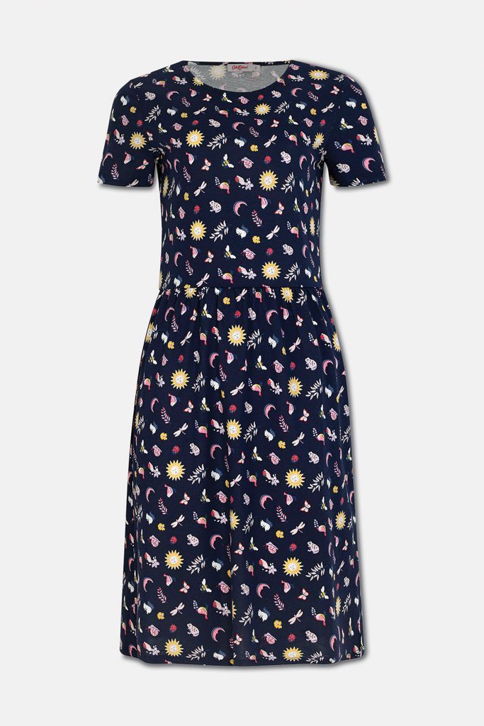 Jersey Dress in Navy, Magical Ditsy, 100% Cotton, 16