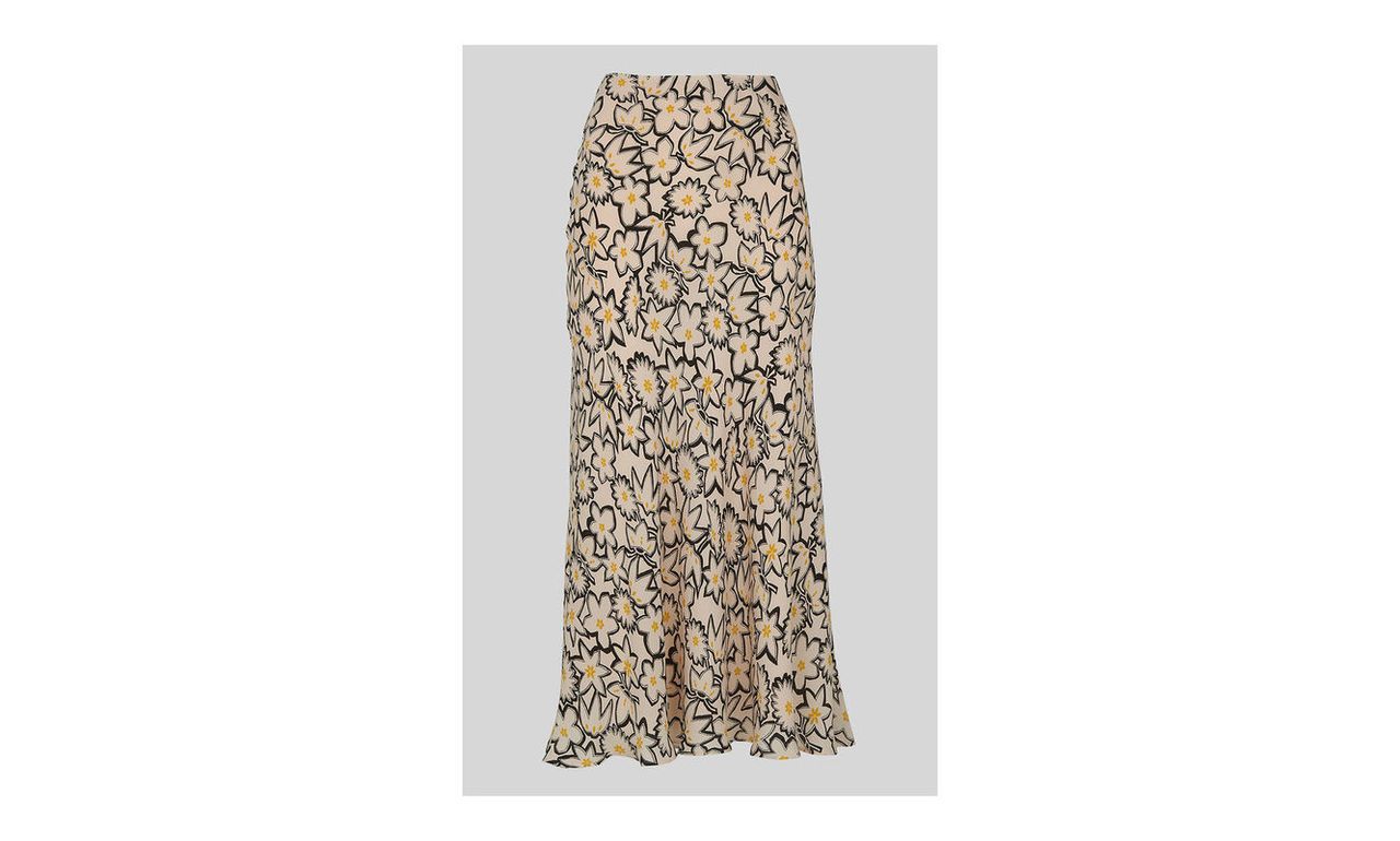 Floral Print Silk Skirt
