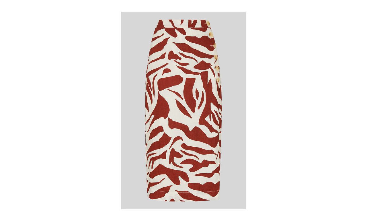 Graphic Zebra Linen Skirt