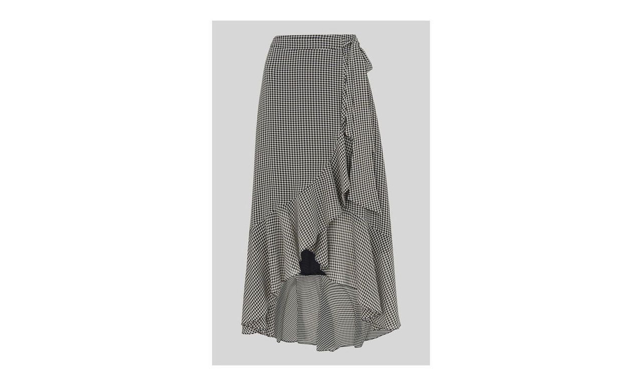 Gingham Wrap Midi Skirt