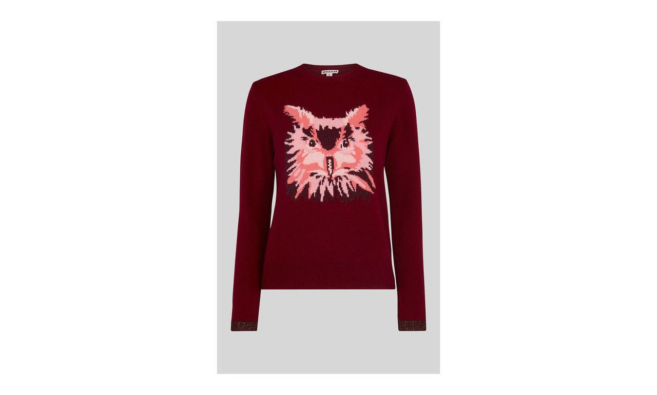 Owl Motif Intarsia Sweater