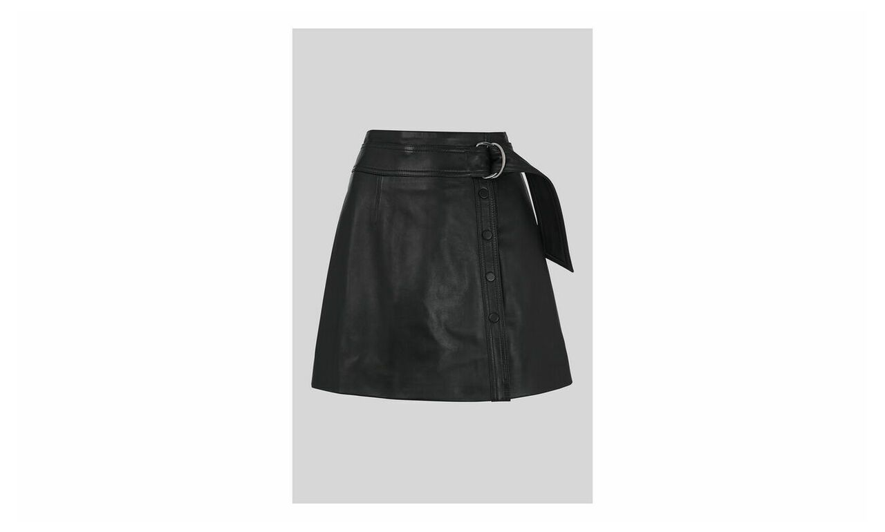 Tie Detail Leather Aline Skirt