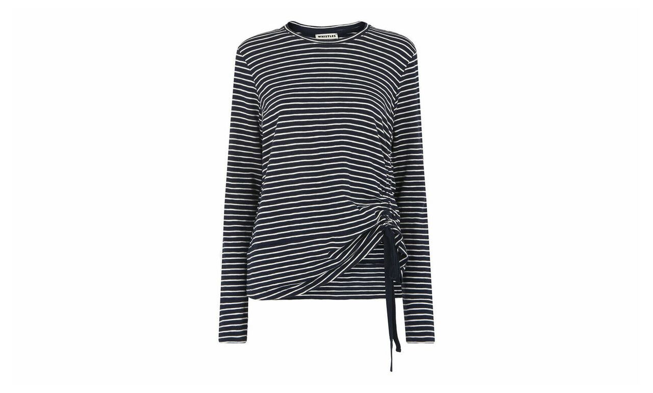 Side Gather Striped Tee
