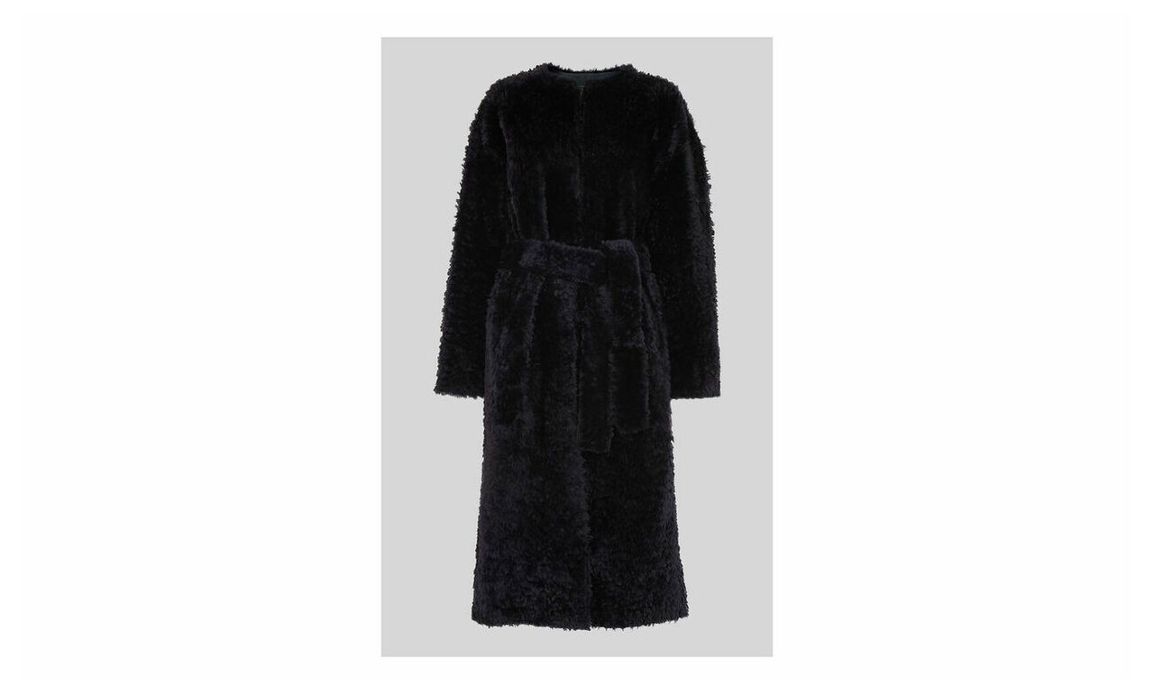 Textured Long Belted Shearling