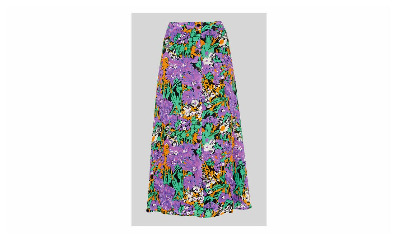 Simone Floral Print Silk Skirt
