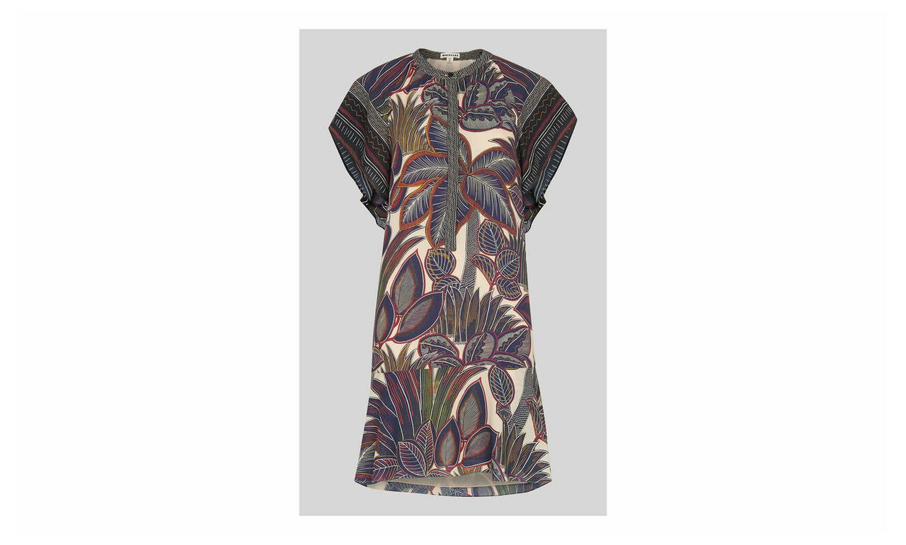 Palm Print Shirt Dress