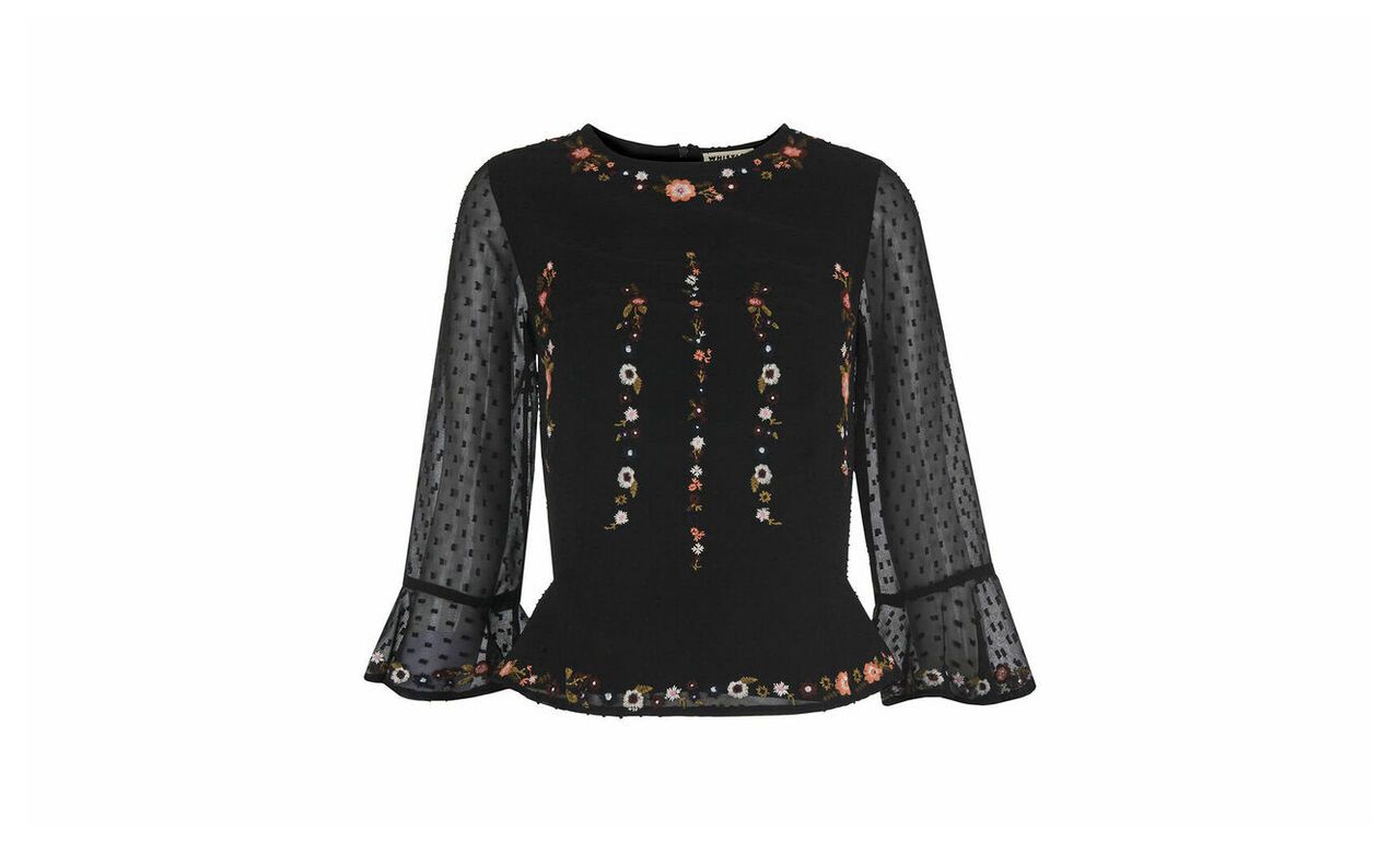 Multi Flower Embroidered Top