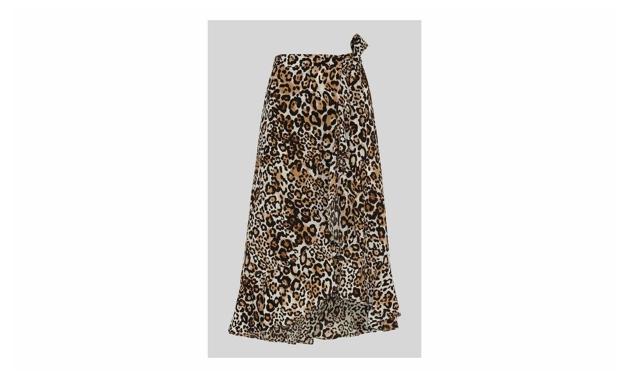 Animal Print Frill Wrap Skirt