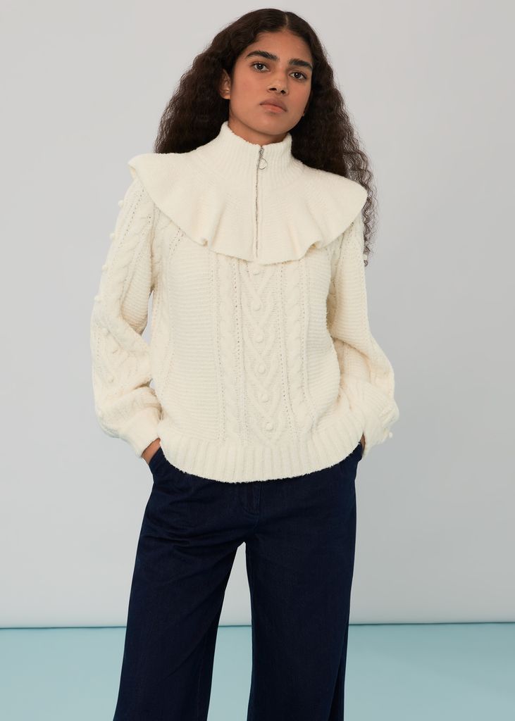 Women's Electra Zip Frill Cable Knit