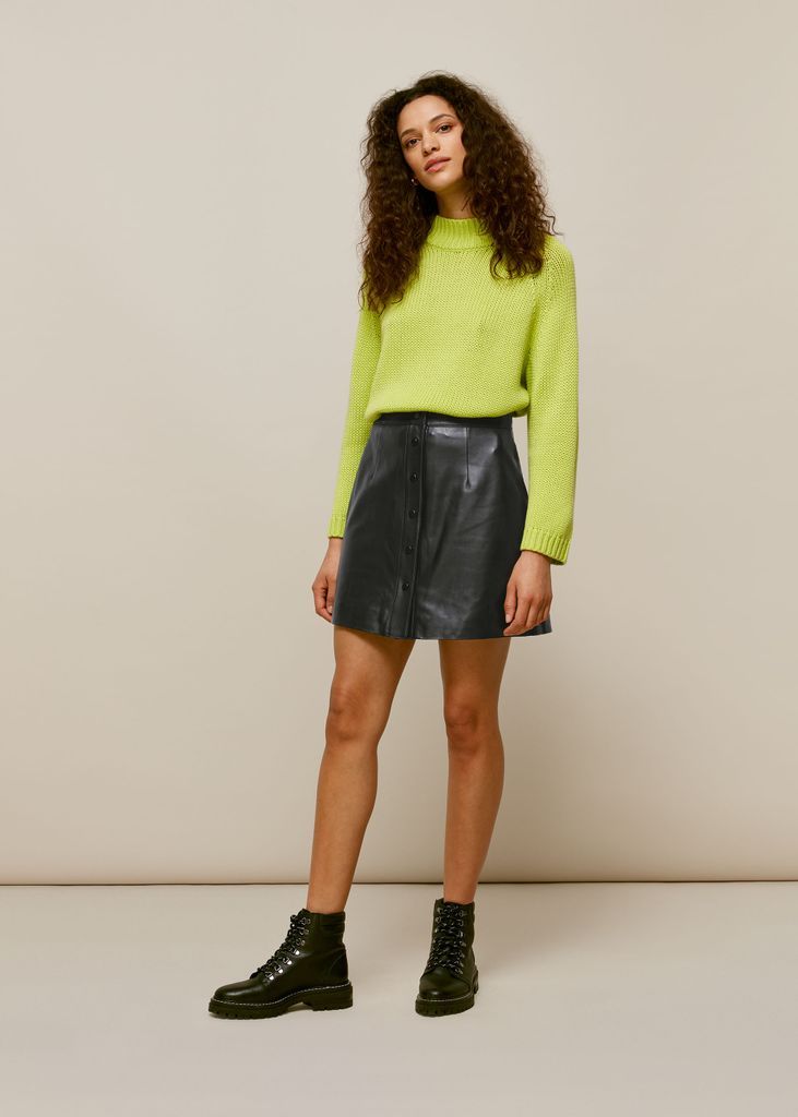Women's Abella Leather Button Skirt