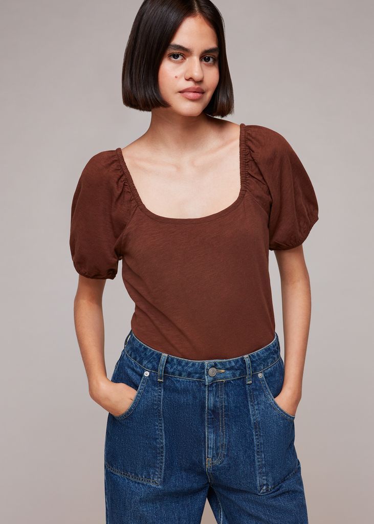 Women's Square Neck Puff Sleeve Top