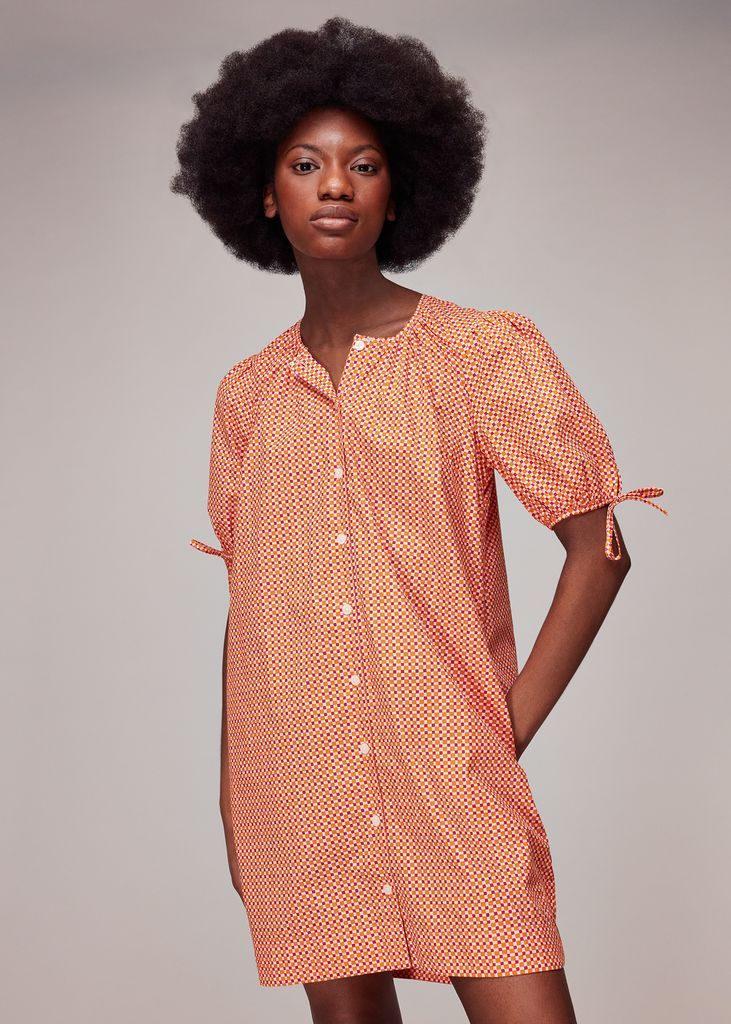 Women's Ditsy Square Button Up Dress