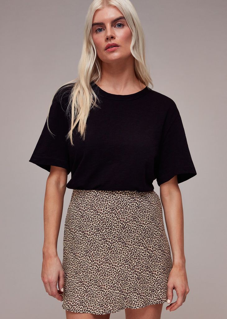 Women's Dashed Leopard Mini Bias Skirt