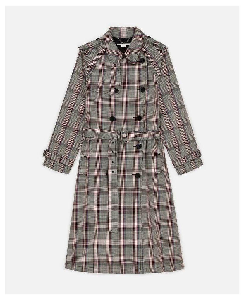 Stella McCartney Black Check Trench Coat, Women's, Size 8