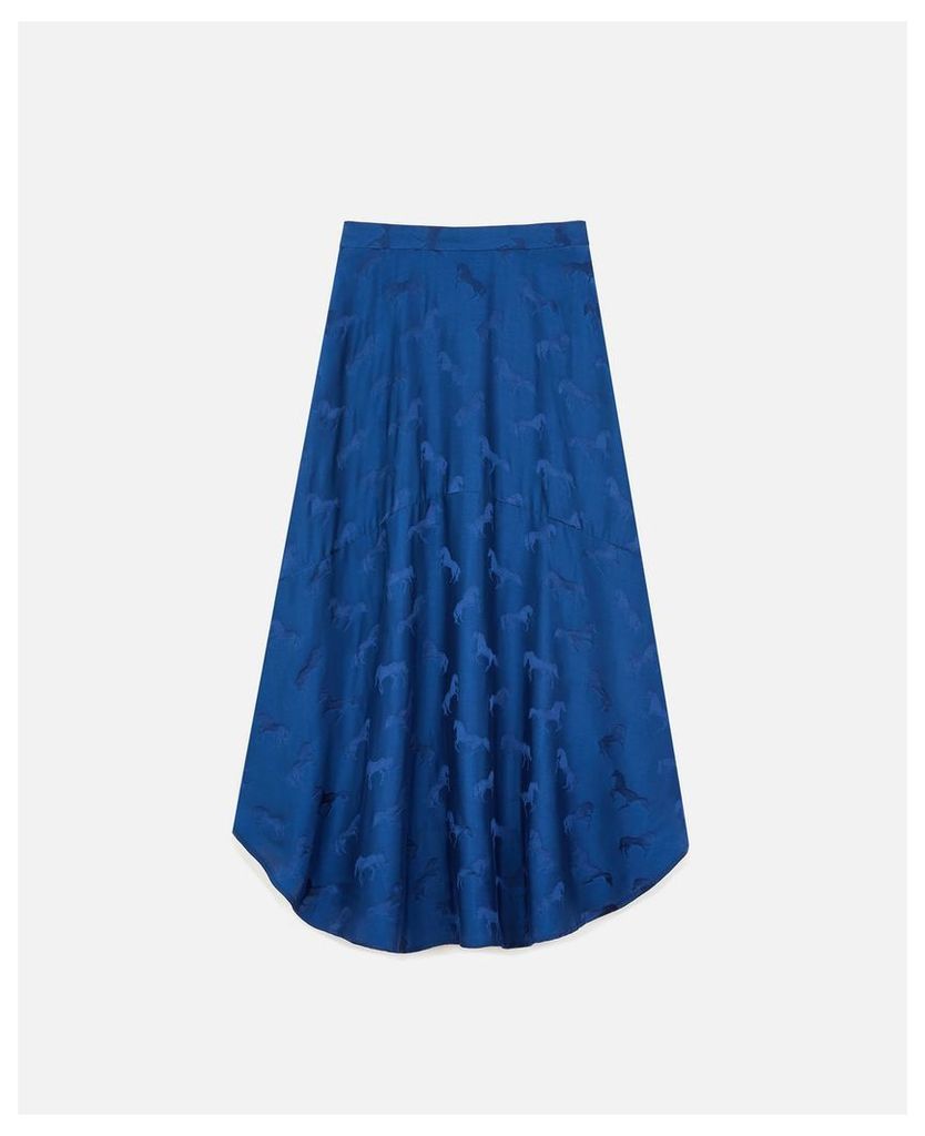 Stella McCartney Blue Horses Jacquar Midi skirt, Women's, Size 12