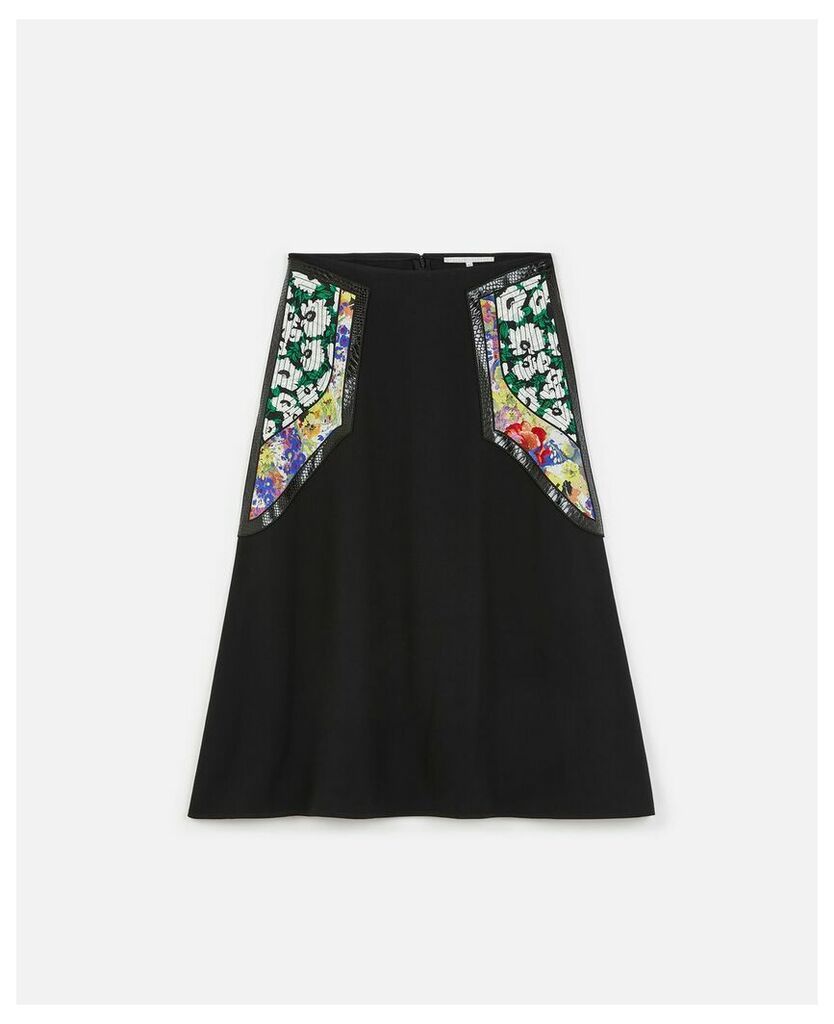 Stella McCartney Black Patchwork Stretch Cady Skirt, Women's, Size 12