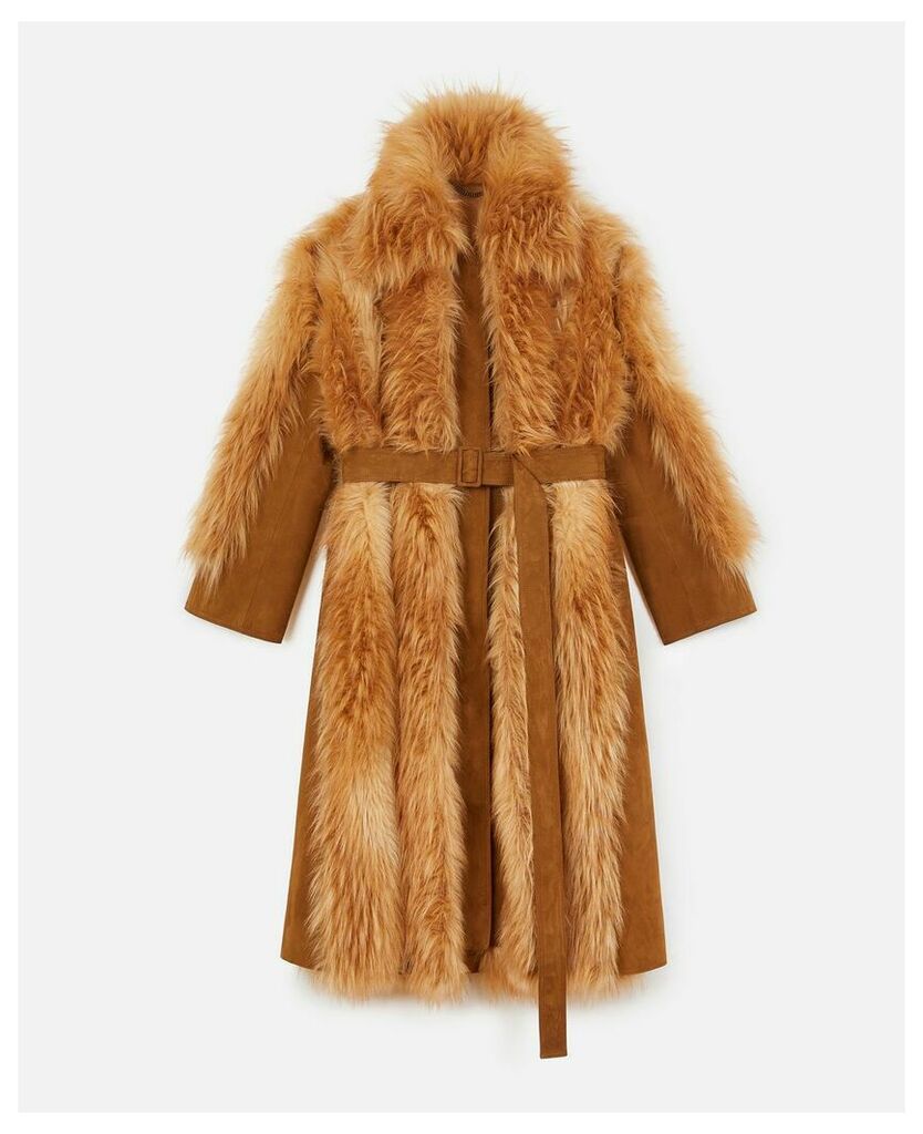 Stella McCartney Champagne Fur Free Fur Coat, Women's, Size 8