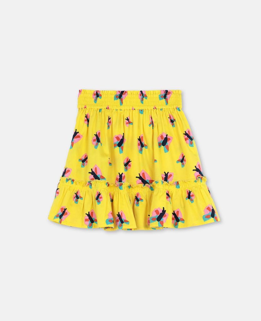 Yellow Butterfly Cotton Skirt, Women's, Size 2
