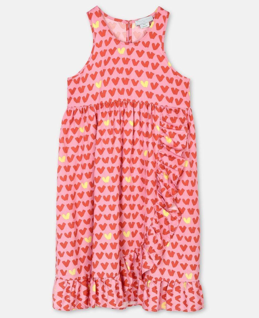 Pink Hearts Viscose Twill Dress, Women's, Size 2