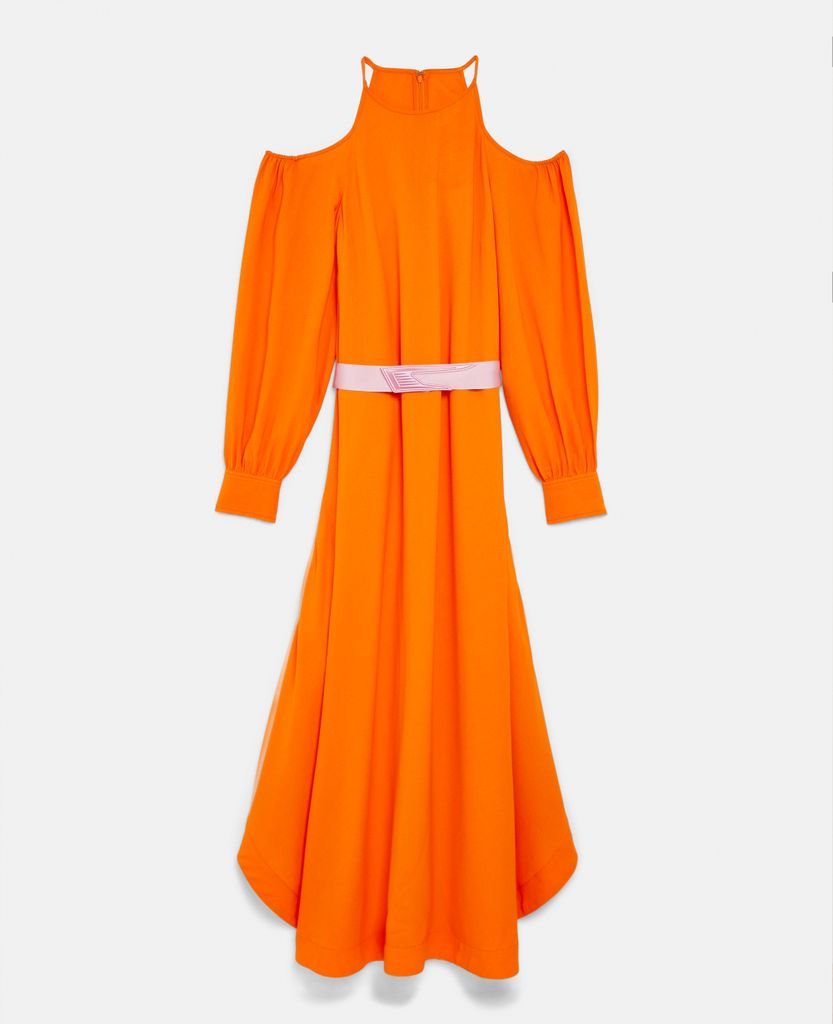 Belted Maxi Dress, Woman, Bright Orange, Size: 34
