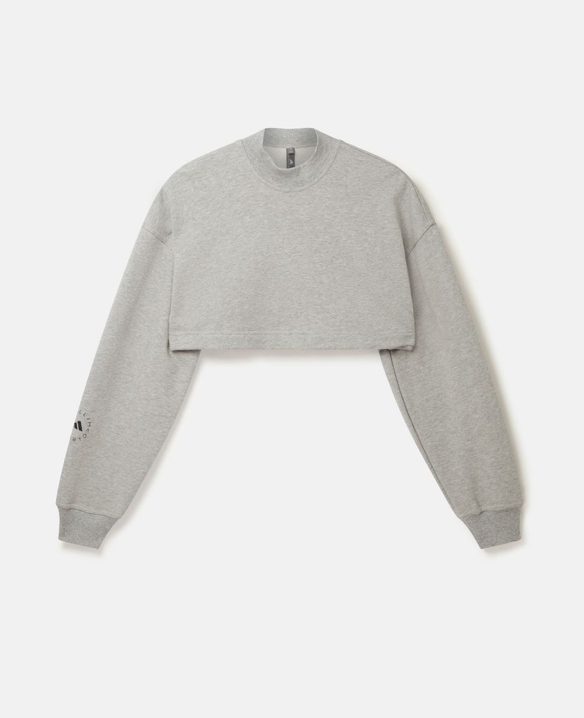 TrueCasuals Ultra Cropped Sweatshirt, Woman, Medium Grey Heather, Size: XL