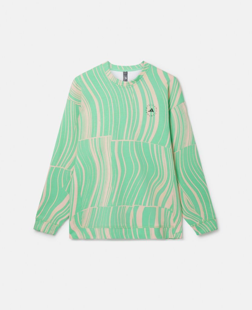 TrueCasuals Hover Float Print Sweatshirt, Woman, Blush Pink/Semi Flash Green, Size: L