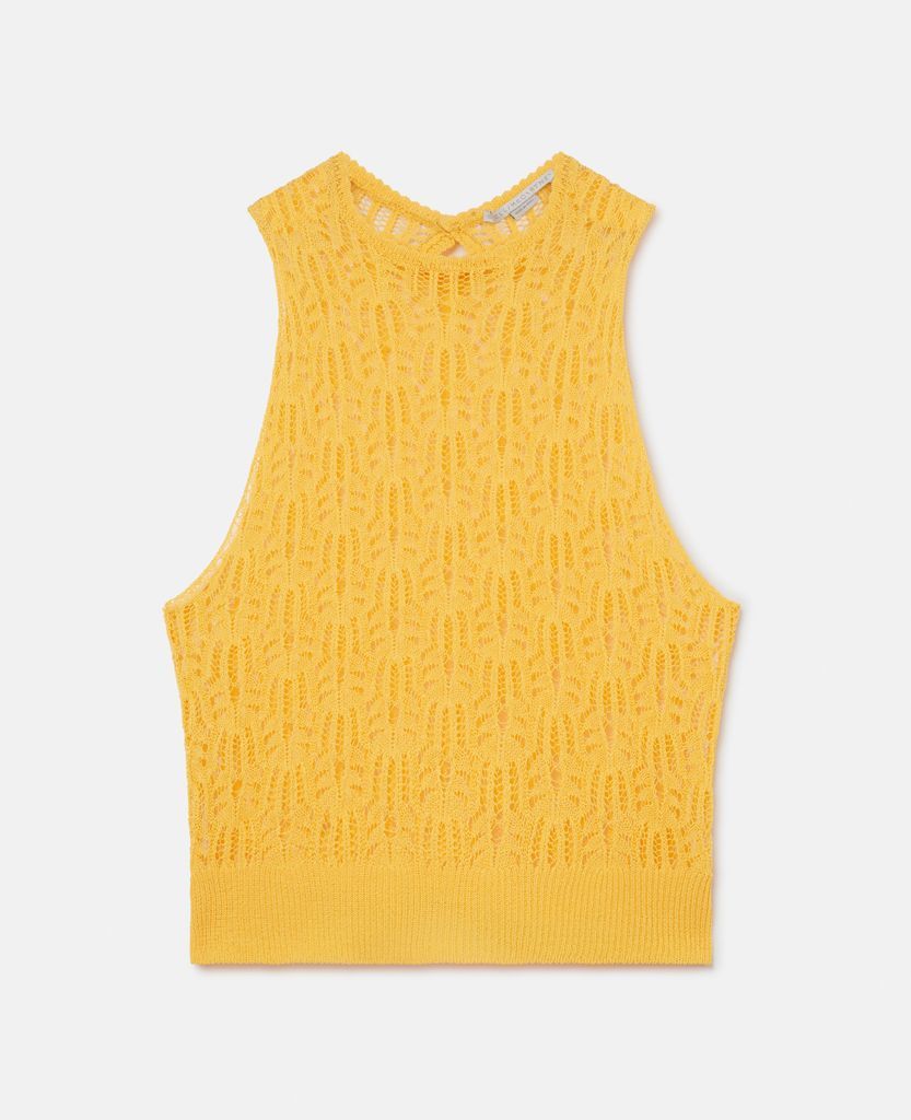 Pointelle Knit Tank Top, Woman, Sunflower Yellow, Size: 40